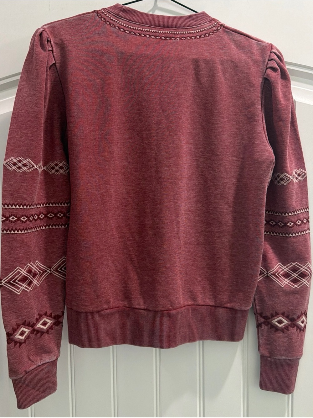 DRIFTWOOD Dusty Rose Floral Embroidered Crewneck Sweater Womens size medium - Picture 4 of 4